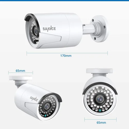 Vista 2 de SANNCE Cámara de seguridad IP PoE de 5MP para PoE NVR, 2 cámaras resistentes a la intemperie para exteriores con LED IR inteligentes, visión
