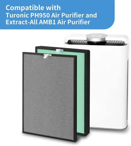 Vista 2 de Filtro de aire de repuesto para Turonix PH950 y purificador Extract-ALL AMB1, 4 etapas de filtración con filtro de algodón azul, carbón activado