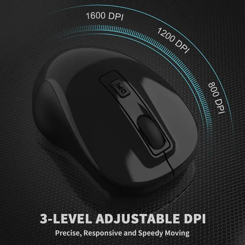 Vista 4 de Leadsail - Mouse inalámbrico delgado y sin cables, 2.4G, USB, para portátil, computadora de escritorio, MacBook - Menos ruido, 4 botones