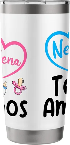 Vista 4 de Nene o Nena Te Amamos Spanish Mexican Gender Reveal - Vaso aislado de acero inoxidable a juego Blanco