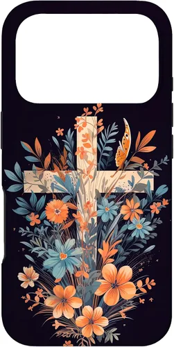 Vista 30 de Boho Floral Christian Cross Jesus God Wild Flower Women Case for iPhone 16