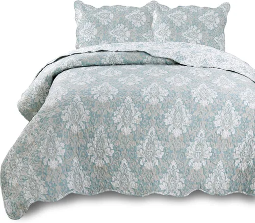 Vista 11 de KASENTEX Juego de colcha individual, colcha ligera, colcha reversible, ropa de cama impresa con diseño campestre, funda de edredón prelavada - Ropa