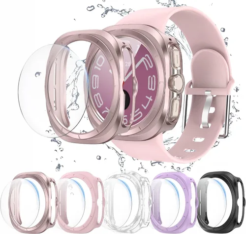 Vista 12 de [Paquete de 5+5] Funda protectora de pantalla para Galaxy Watch 7 de 40 mm, cubierta protectora impermeable + protector de pantalla de vidrio