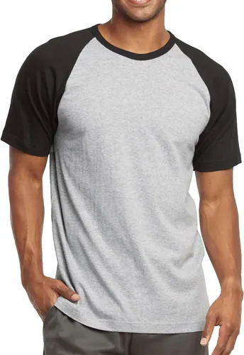 Vista 5 de Camiseta de béisbol raglán para hombre, de algodón, dos tonos, casual, atlética