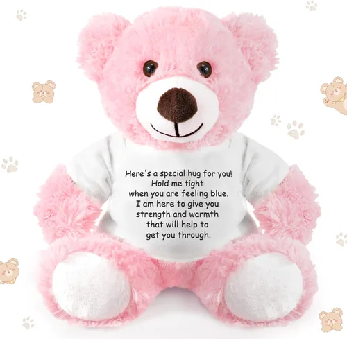 Vista 12 de Lenwen Un regalo de abrazo de oso para mujeres, pésame pronto, condolencias para mujeres, peluche de animal de peluche, abrazo pensando en ti, Azul