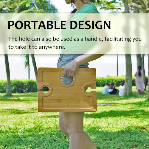 Vista 6 de Tirrinia Mesa Portátil de Picnic para Vino, Regalo de Vino Ideal para Mujeres y Hombres, Pequeña Mesa Plegable para Picnic al Aire Libre y Bandeja