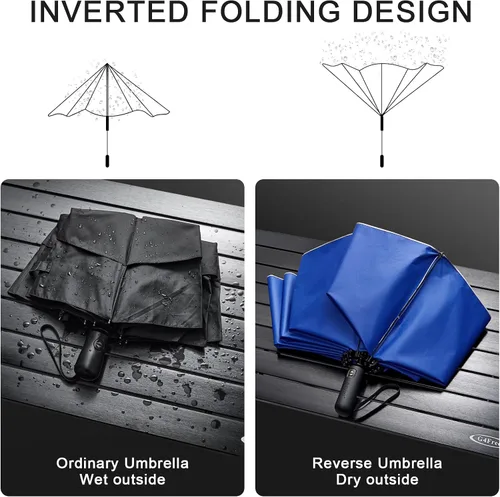 Vista 101 de G4Free Paraguas de golf grande de 42/46/54/62 pulgadas, paraguas compacto de viaje inverso, 10 varillas, resistente al viento para lluvia, doble