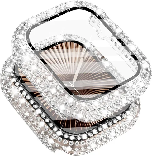 Vista 59 de Surace - Carcasa de 1.49 pulgadas compatible con Apple Watch con protector de pantalla, caja protectora general con diseño de diamantes brillantes