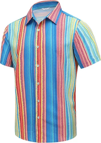 Vista 58 de SheLucki - Camisa hawaiana para hombre, unisex, de manga corta, con botones, para la playa y el verano, ropa casual estampada con sombra de palmas
