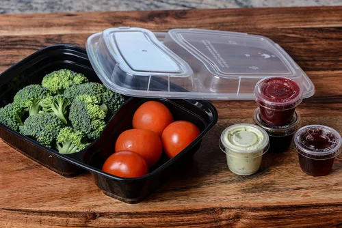 Vista 6 de EcoQuality Contenedores de preparación de comidas [paquete de 75] [38oz] 2 compartimentos con tapas, caja Bento reutilizable, recipientes