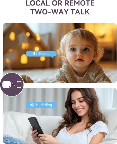Vista 7 de Comfyer - Monitor para bebé/mascota para seguridad interior, monitoreo con aplicación para teléfono inteligente, resolución 2K QHD, seguimiento