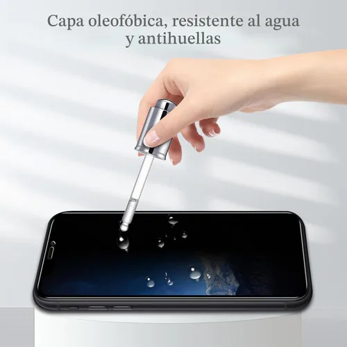 Vista 5 de Pokolan Paquete de 3 protectores de pantalla de privacidad para iPhone 11 Pro, iPhone X, iPhone XS (5.8 pulgadas), vidrio templado antiespía Negro
