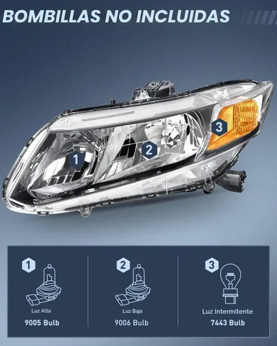 Vista 2 de Nilight Conjunto de faros para Honda Civic Sedán 4 puertas 2012 2013 2014 2015 y Coupe 2 puertas 12 13, Carcasa negra 12 13 Civic Coupé 2 puertas