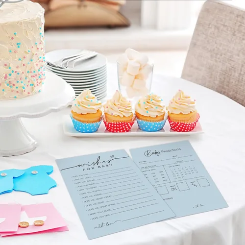 Vista 6 de Whaline 50 hojas de predicciones y consejos para baby shower, tarjetas de actividades para juegos de fiesta, nuevo libro de consejos para padres