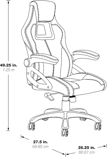 Vista 3 de OSP Home Furnishings Race Car - Silla ajustable para juegos, cuero consolidado gris carbón con detalles rojos