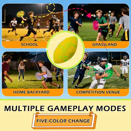 Vista 6 de Glow in The Dark Football Light Up Football USB-C Rechargeable LED Ball with Pump Night Game Ball for Indoor & Outdoor Play Gift Ready for