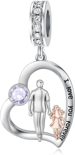 Vista 76 de PROESS Dije para padre, madre e hija, pulsera de plata de ley para pulseras, regalos de cumpleaños, día de San Valentín, para hija, madre, amante