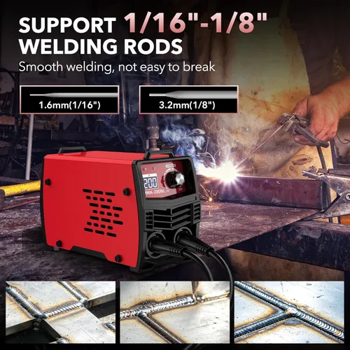Vista 5 de Mini Stick Welder, 200A Portable Welding Machine with 20PCS Rods & Welding Gloves, Small Welder Machine 110V with IGBT Inverter Hot Start for