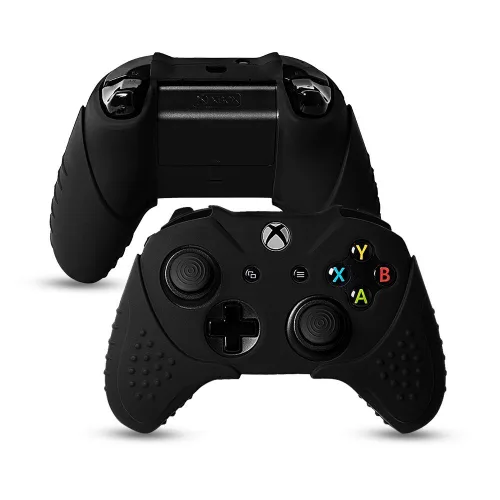 Vista 4 de CHINFAI Xbox One SX Controller Grip Skin Anti-Slip Silicone Protective Cover Case for Xbox 1 Controller with 4 Set Thumbstick Caps (Black)