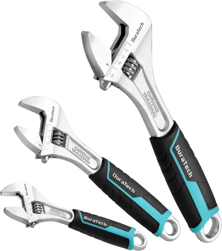 Vista 9 de DURATECH Llave ajustable de 6 pulgadas, llave de acero Cr-V, llave de mandíbula ancha, básculas métricas y SAE, para el hogar, garaje, taller