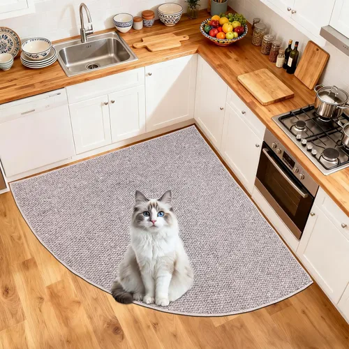 Vista 6 de Alfombra esquinera de cocina antideslizante, lavable, tapete circular de cocina para piso, alfombra de esquina para cocina, fregadero, lavandería