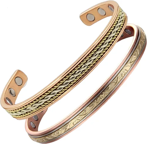 Vista 9 de Earth Therapy Pulsera magnética de cobre para mujer, estilo griego, ajustable, ultra fuerte