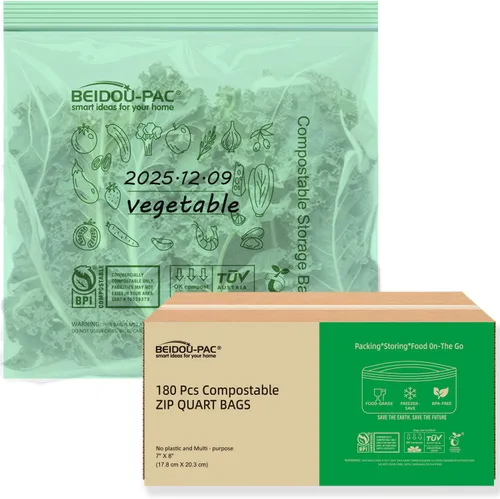 Vista 9 de BEIDOU-PAC Bolsas compostables para congelador de almacenamiento de alimentos, 50 unidades, 2 mil, 10.5 x 10.7 pulgadas, frescura, fácil de abrir