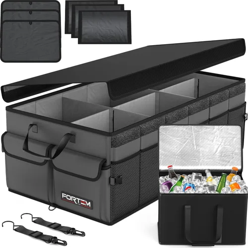 Vista 27 de FORTEM Organizador de maletero para SUV, organizador de maletero de automóvil, almacenamiento plegable, accesorios de coche para mujeres y hombres