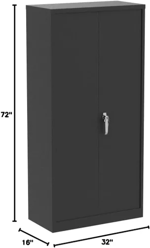 Vista 3 de INTERGREAT Armario de almacenamiento de metal con cerradura, gabinete de almacenamiento de metal con cerradura de 72 pulgadas de alto con puertas