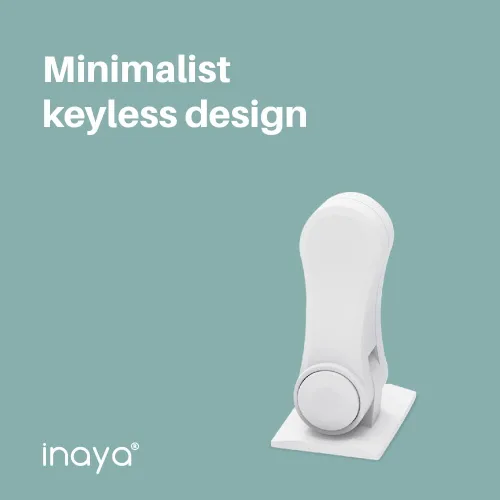 Vista 2 de Inaya Cerradura de palanca de puerta a prueba de niños, cerradura de manija de puerta a prueba de bebés, diseño minimalista, adhesivo 3M y sin