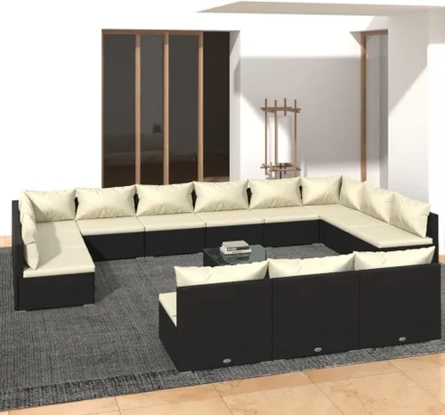 Vista 20 de Sofá de 3 plazas con cojines de ratán de poliéster marrón, juego de muebles de patio al aire libre con 3 sofás centrales para patio trasero, jardín