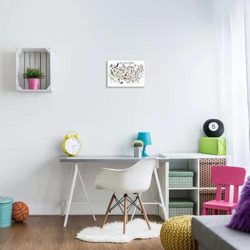 Vista 2 de Estados Unidos de América Mapa de Animales Kid's' Arte de placa de pared Stupell Industries 15 x 10 pulgadas, fácil de colgar y resistente