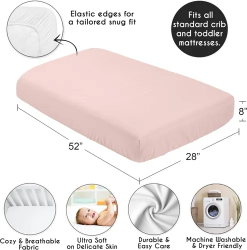 Vista 4 de Sweet Jojo Designs Sábanas ajustables para cuna de bebé (rosa sólido) para niñas, guardería infantil, habitación de niños pequeños - Tamaño estándar