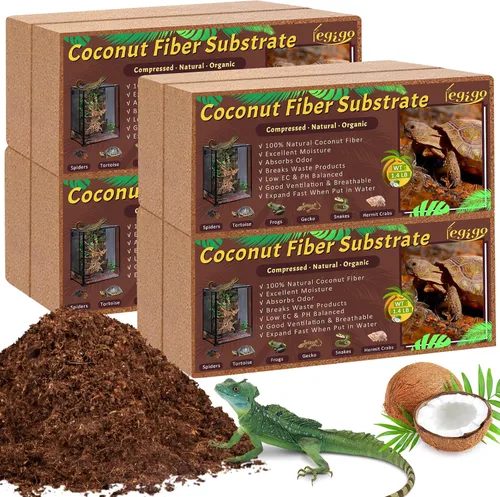Vista 10 de Legigo 2 Pack Sustrato de fibra de coco comprimida - 100% fibra de coco orgánica en bloque para cama de reptiles, sustrato natural de cáscara
