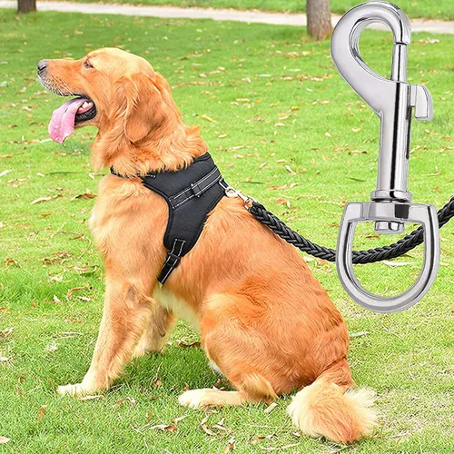Vista 6 de Hanlongyu - Ganchos giratorios de metal resistente para correa de perro, de acero inoxidable, multiusos, hebilla de resorte para mascotas