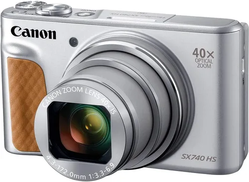 Vista 4 de Cámara digital Canon PowerShot SX740 HS (plata) Paquete con tarjeta de memoria SanDisk de 64 GB, trípode flexible de 12", lector de tarjetas de alta