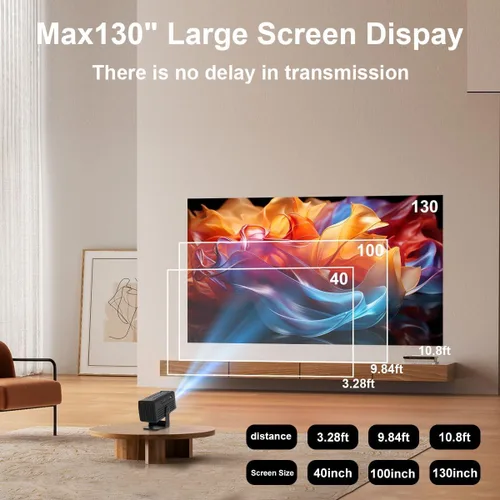 Vista 6 de [Proyector Inteligente con Aplicaciones] Mini Proyector Compatible con 4K con WiFi y Bluetooth, Proyector de Películas XENPONAD para Dormitorio