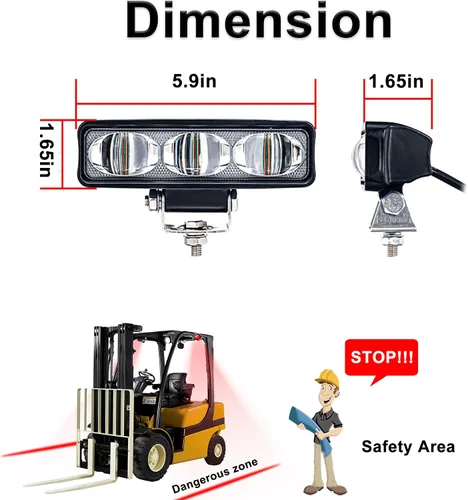 Vista 7 de Luz de seguridad para carretilla elevadora LED de línea recta roja para carretilla elevadora, luz de advertencia de área peligrosa, 1 unidad