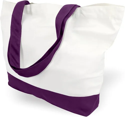 Vista 30 de TOPDesign - Paquete de 1 bolsa de lona de algodón, superfuerte, 12 onzas, bolsa para compras reutilizable, de tela, diseño moderno, en dos tonos