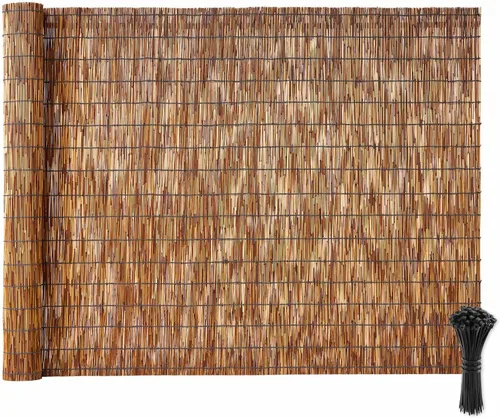Vista 11 de VEVOR Rollo de Valla de Caña, 5.5x16.4 Pies de Cortina de Caña Natural, Panel de Privacidad de Bambú, Bloqueador de Sol, Valla Decorativa