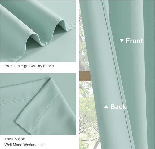 Vista 8 de PONY DANCE - Cortinas opacas pequeñas azul aguamarina para cocina, sobre fregadero, para caravana, con aislamiento térmico y bolsillo para barra, 2