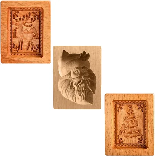 Vista 17 de Molde de Galletas de Madera, Molde de Horneado 3D, Herramienta de Decoración de Gravura para Artesanía, Adecuado para Halloween, Acción de Gracias
