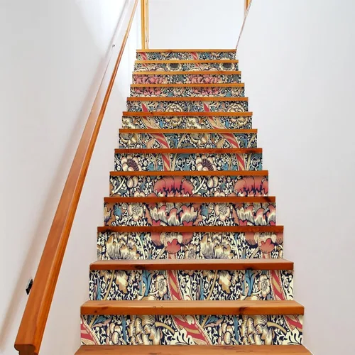 Vista 10 de Brebasf - Calcomanías decorativas abstractas de William Morris, diseño de damasco floral de jardín rústico de primavera para interiores
