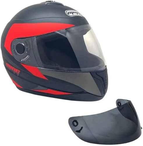 Vista 8 de MMG El casco integral para motocicleta DOT Street Legal viene con escudo transparente y protector ahumado de repuesto (MGAH26) (negro mate, mediano)