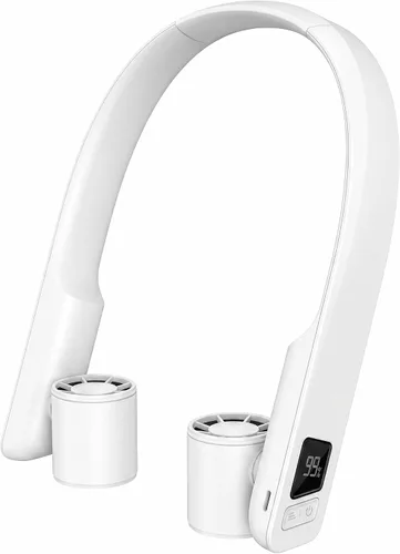 Vista 10 de FrSara Ventilador de cuello portátil que sopla aire frío recargable, dispositivo de refrigeración personal alimentado por batería con USB tipo C