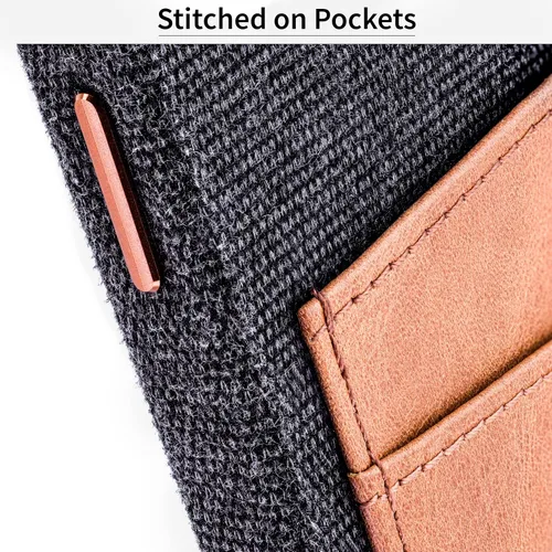 Vista 7 de Dockem Funda de tela para iPhone 13 con placa de metal integrada para montaje magnético, cartera de piel auténtica cosida con 2 ranuras para tarjeta