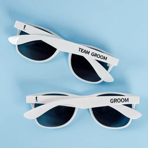 Vista 13 de Gafas de sol para despedida de soltero – Juego de 1 gafas de sol para novio y 7 equipos Padrinos de boda regalo de boda regalos de boda