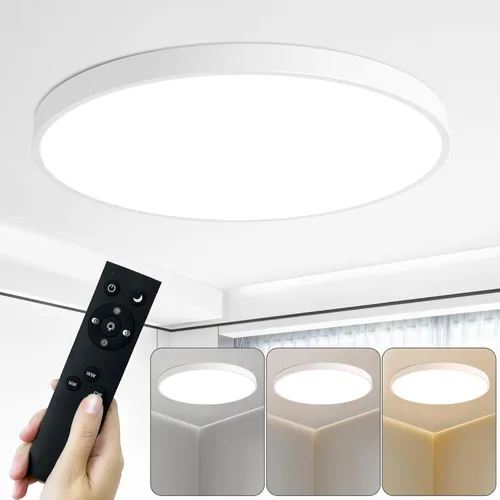 Vista 7 de Lámpara de techo LED redonda de 19.7 pulgadas, lámpara de techo de montaje empotrado regulable de 36W con control remoto, lámpara de techo moderna