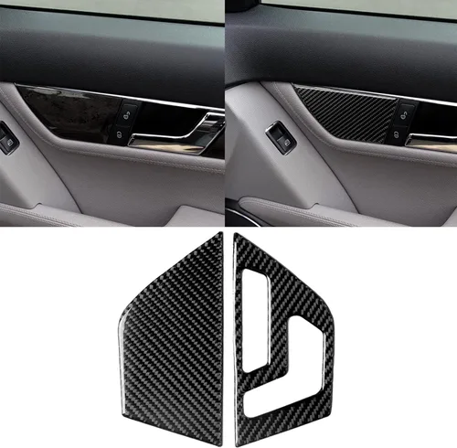 Vista 22 de para Mercedes-Benz Clase C W204 2011-2013 Real Cubierta de Panel de Fibra de Carbono Suave para Aire Acondicionado, Adhesivo de Marco de Panel