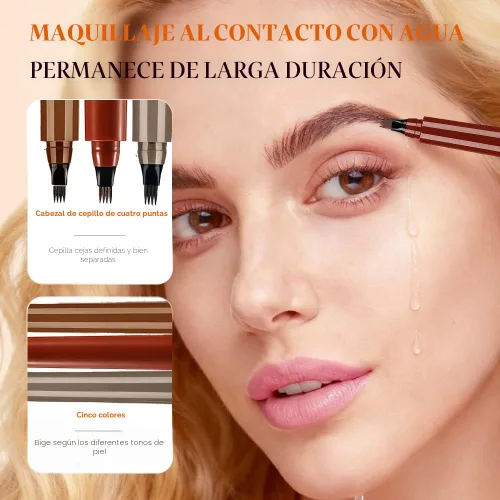 Vista 3 de 2 lápices de cejas Microblading, 2026 actualizados a prueba de agua Microblading, lápices de cejas con punta de tenedor 3D para mujeres con trazos